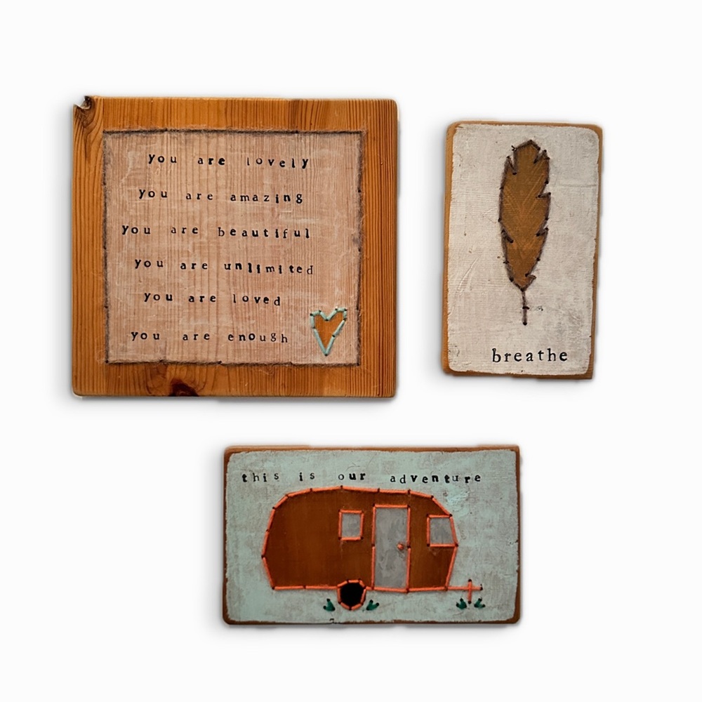 Rustic Boho Inspirational Wall Art Set - Brown & Cream